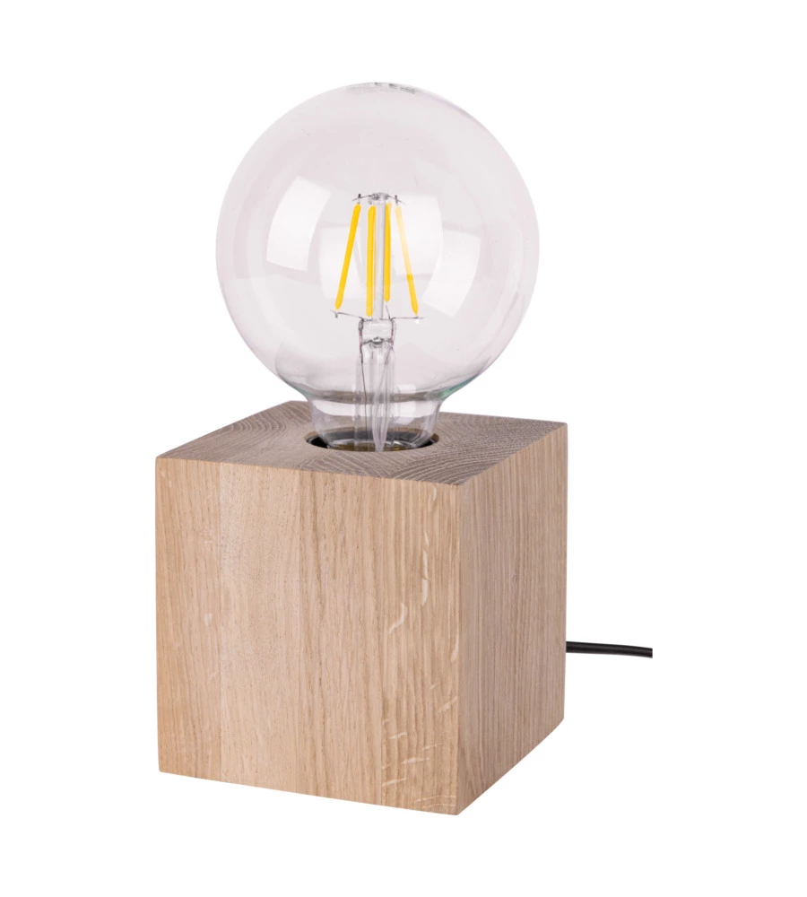 LAMPADA DA TAVOLO ONLI "FOFI" QUADRATA LEGNO DI ROVERE, E27